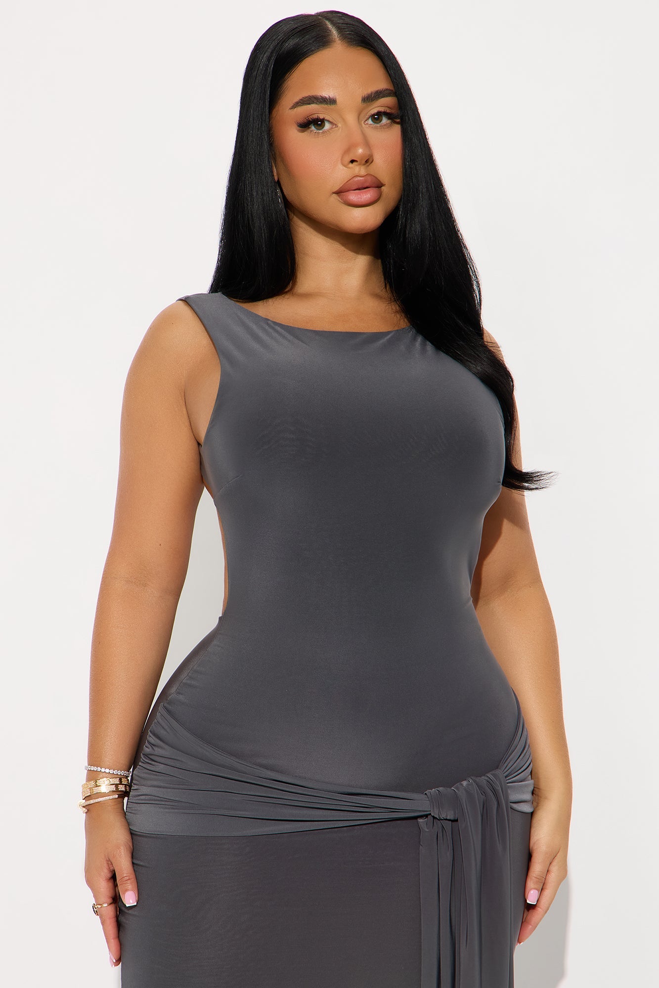 TTYL Backless Maxi Dress - Charcoal