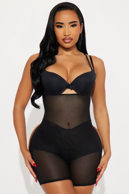 Butt Lifter Mid Thigh Shapewear Bodysuit - Black