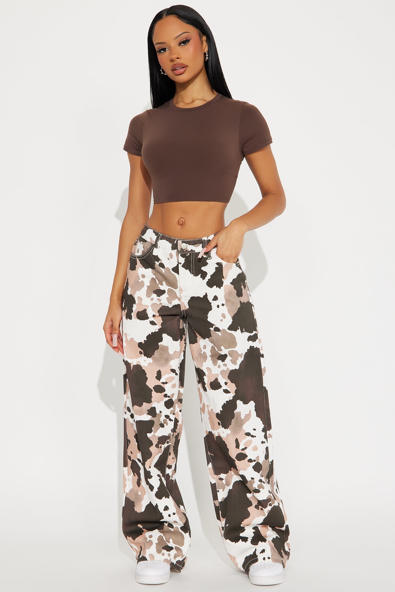 Modern Movement Wide Leg Jeans - Tan/Multi