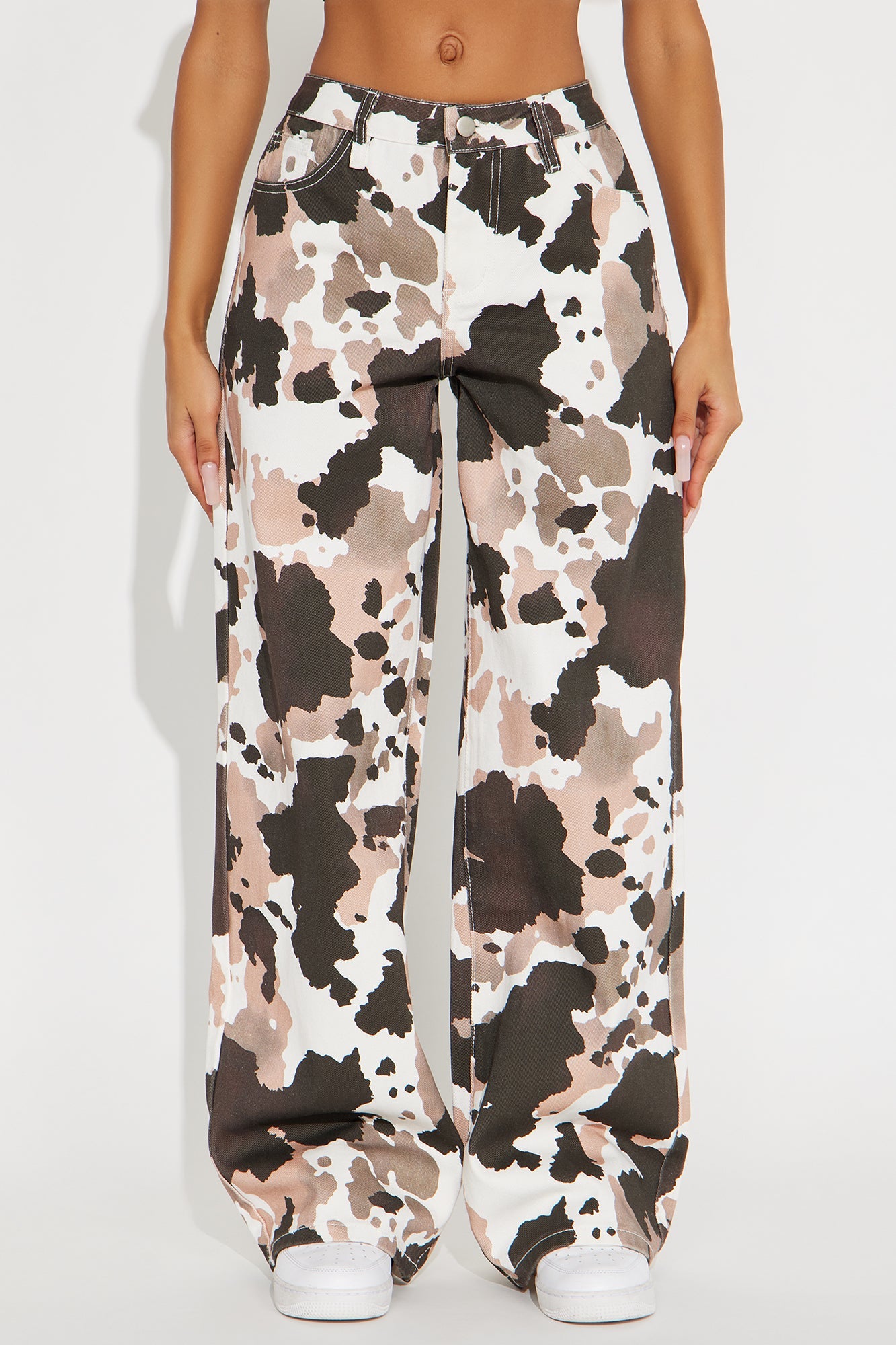 Modern Movement Wide Leg Jeans - Tan/Multi