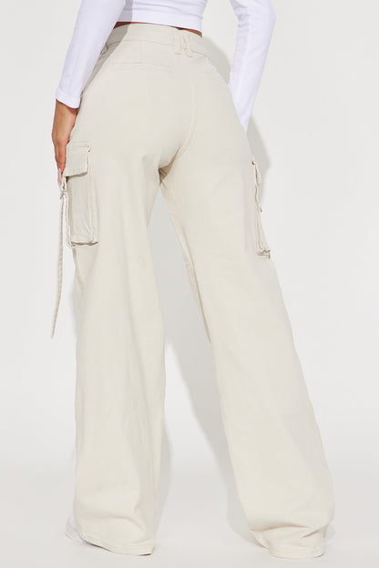 Honey Wide Leg Cargo Pant - Stone