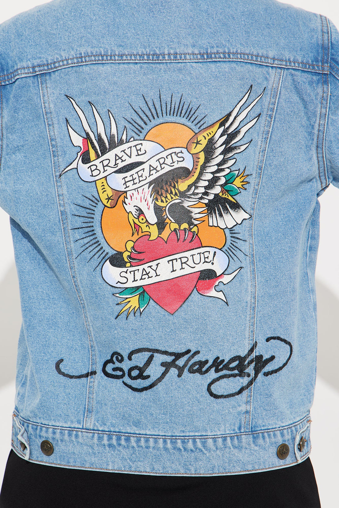 Ed Hardy Brave Eagle Denim Jacket - Light Wash