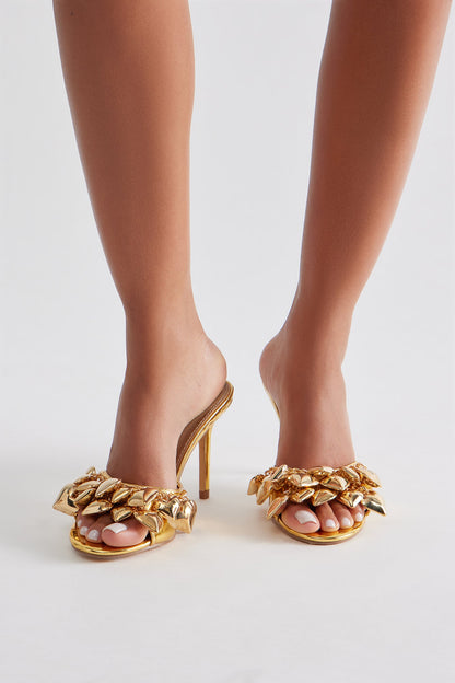 Baby Hearts Stiletto Heels - Gold