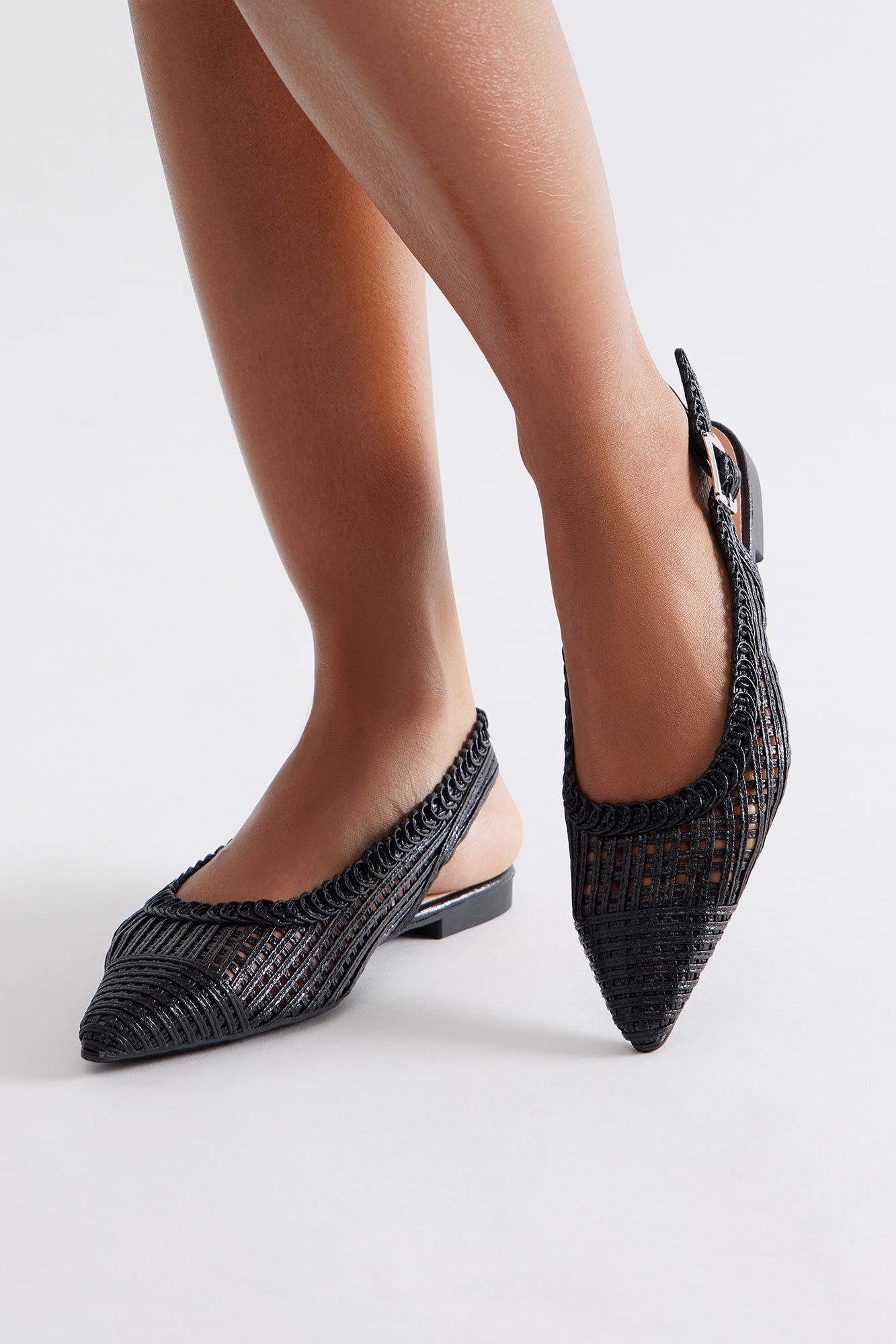Cosmica Crochet Slingback Flats - Black