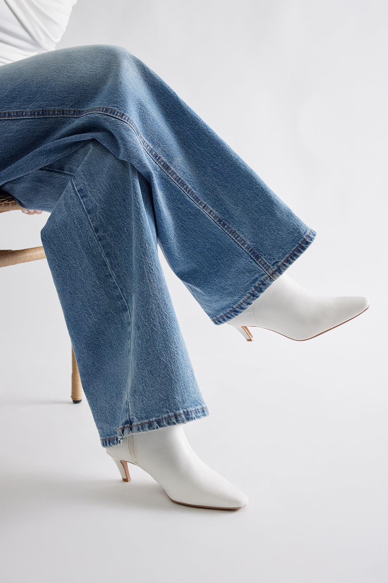 Raj Kitten Heel Booties - White