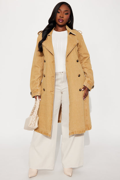 Take You There Denim Trench - Khaki