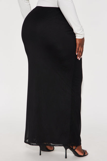 Emmeline Mesh Maxi Skirt - Black
