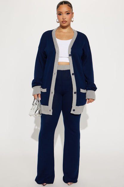 Emery Sweater Cardigan Pant Set - Navy
