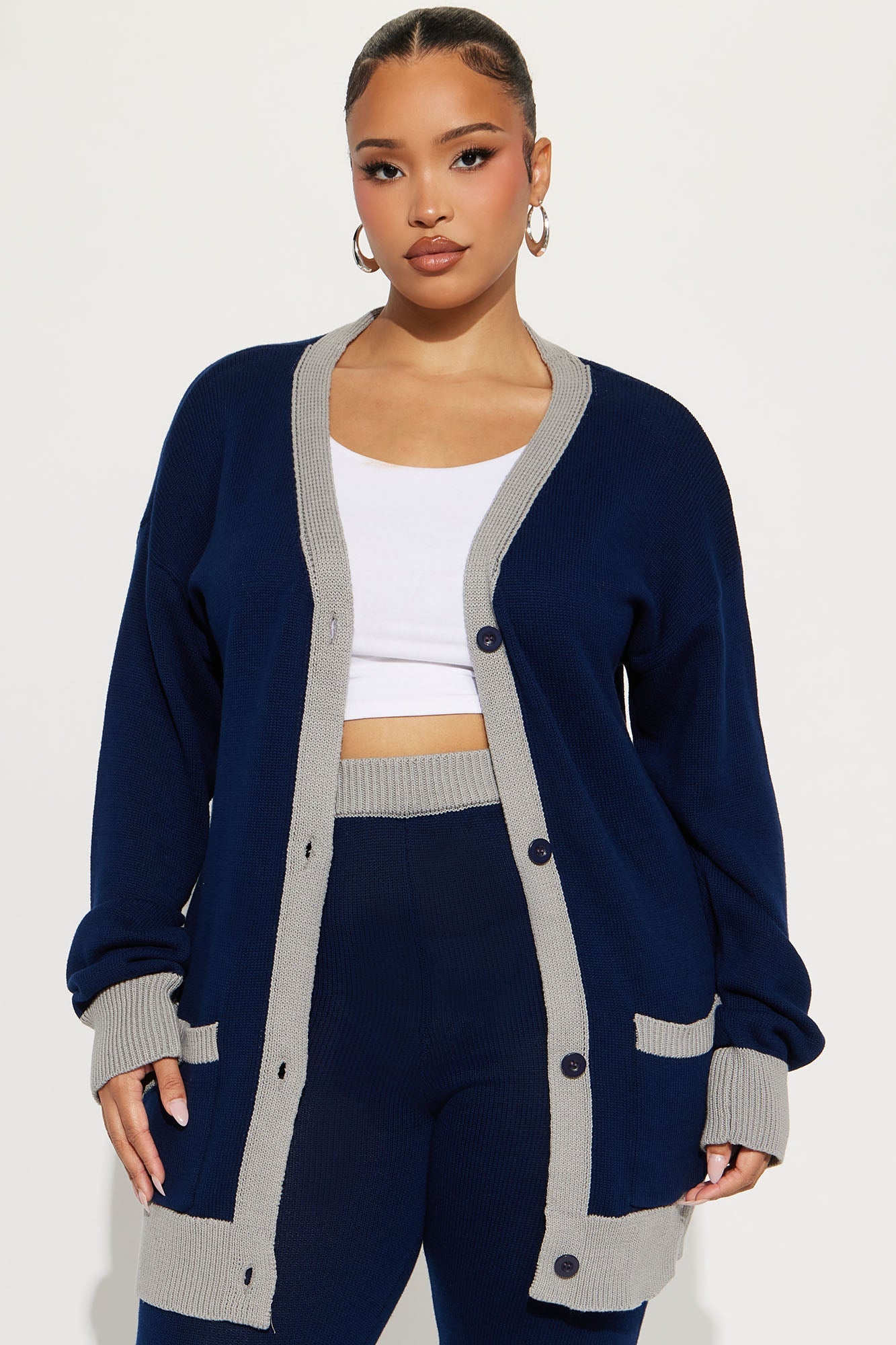 Emery Sweater Cardigan Pant Set - Navy