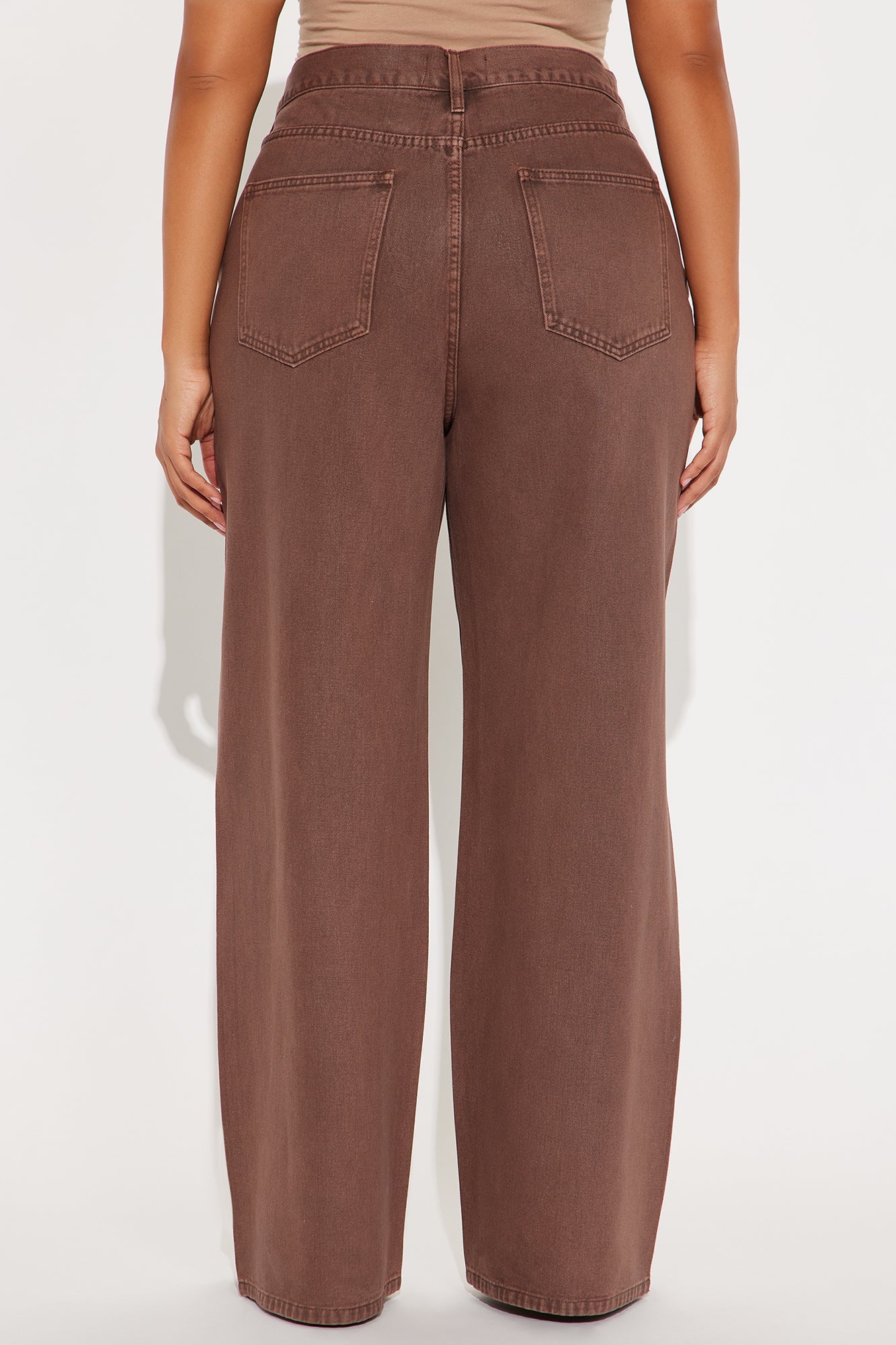 Red Hot Coated Wide Leg Jeans - Brown