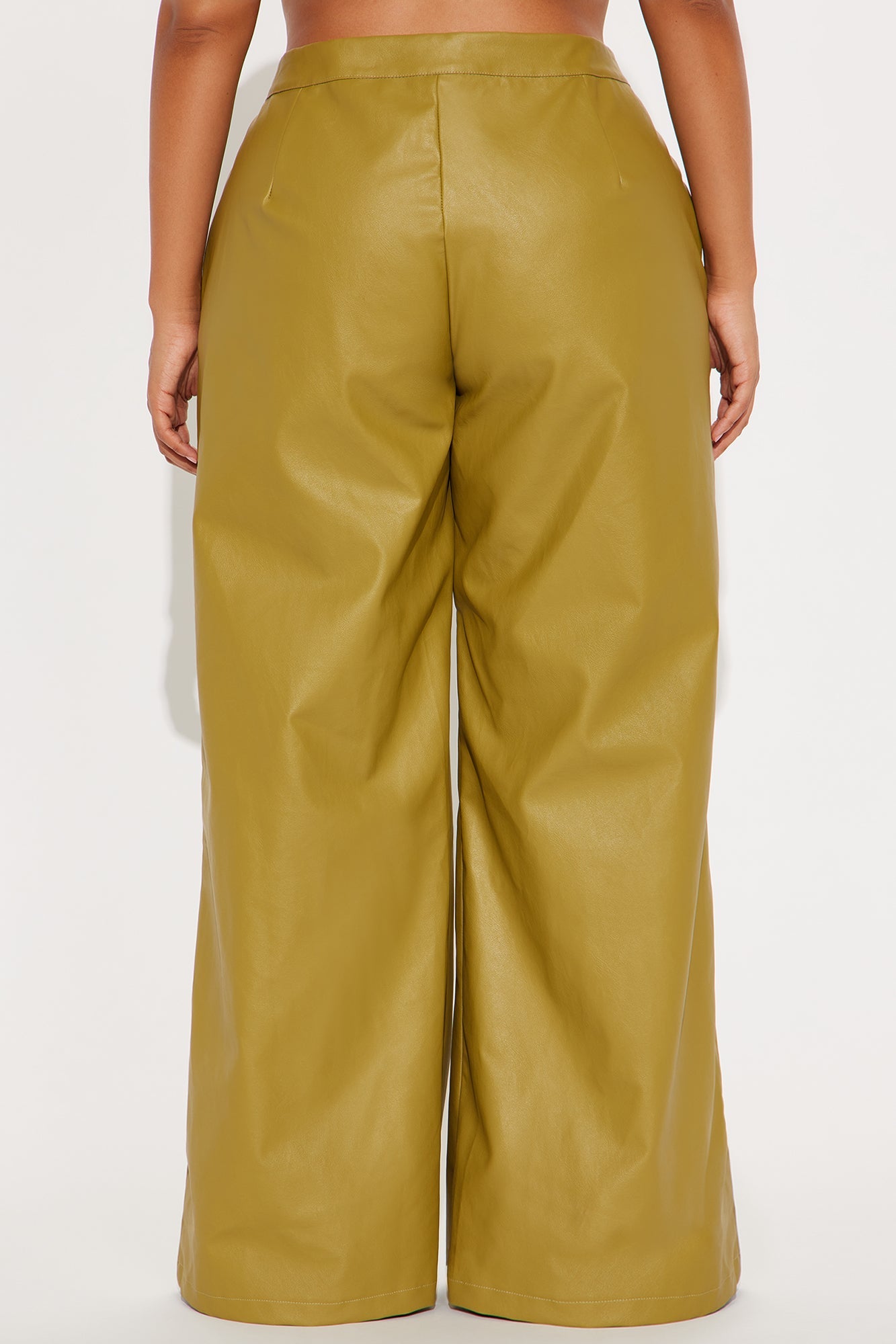Best Of Me Faux Leather Wide Leg Pant 33″ - Chartreuse