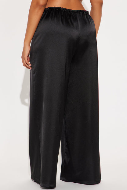 Augustine Satin Wide Leg Pant 32″ - Black