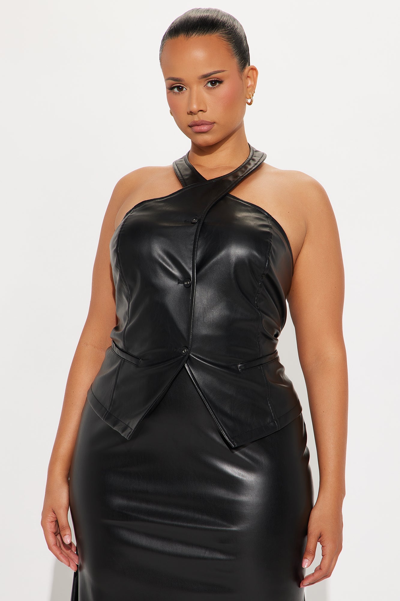 Classic Cutie Faux Leather Vest - Black