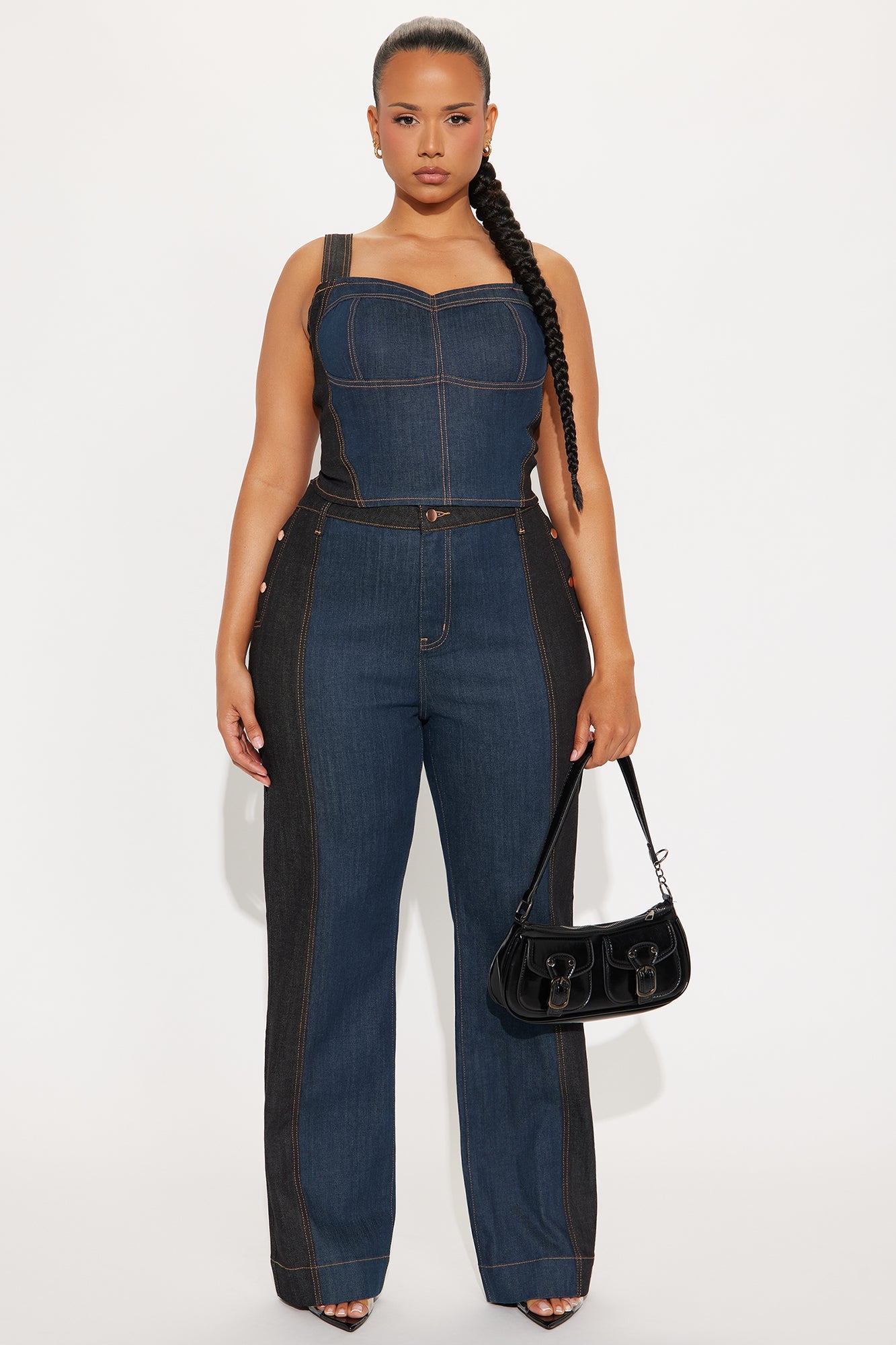 Busy Body Stretch Tailored Bustier - Dark Wash