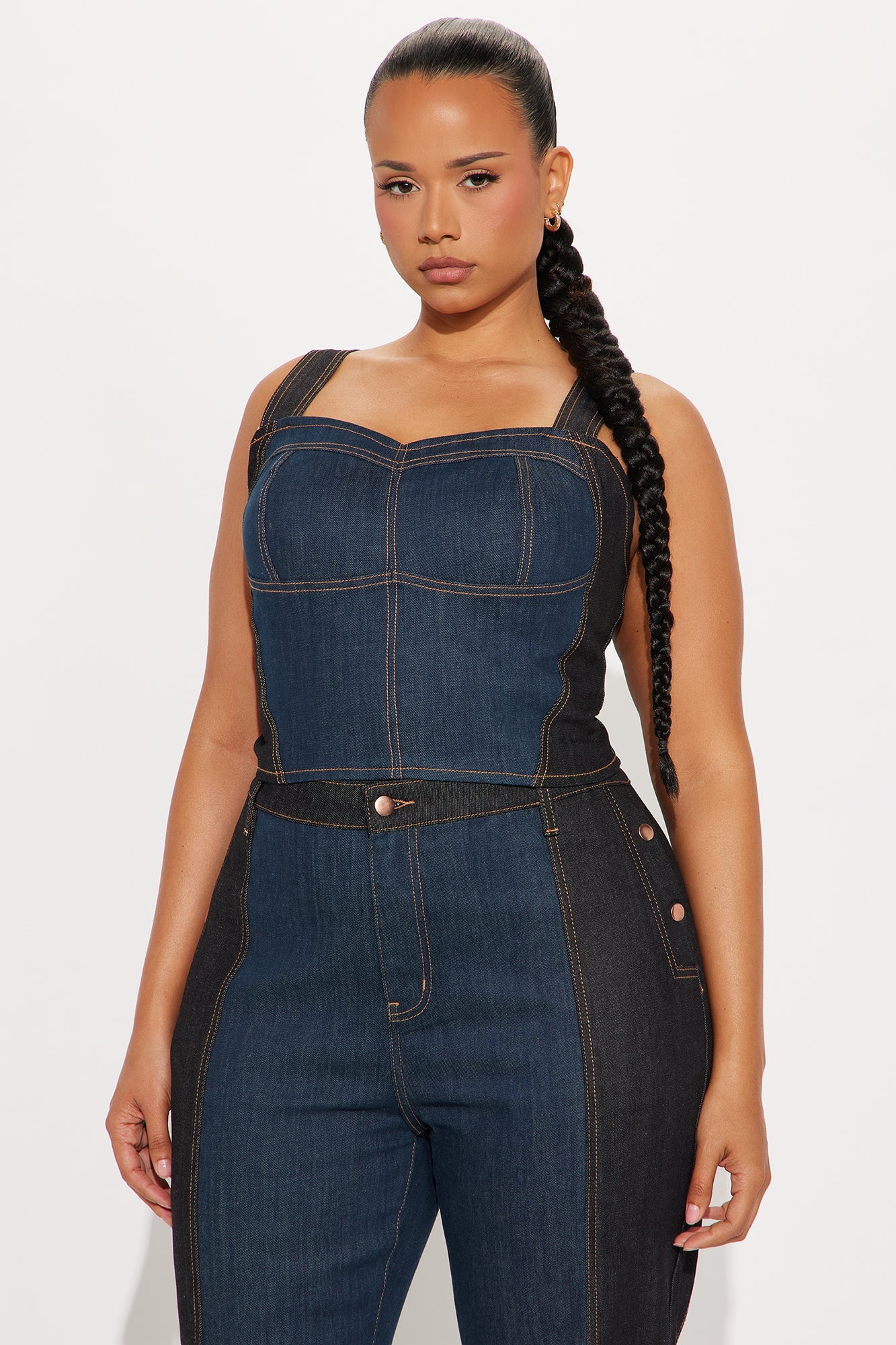 Busy Body Stretch Tailored Bustier - Dark Wash