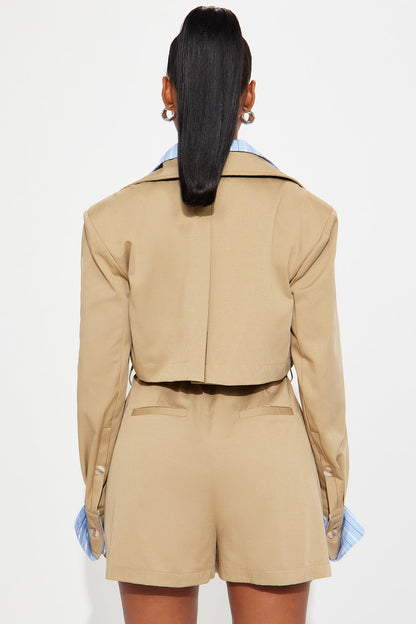 Estelle Trench Blazer Romper - Khaki