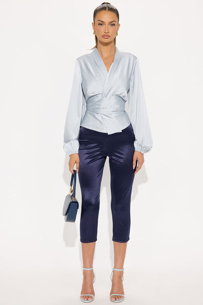 Selene Satin Capri Pant 21″ - Navy