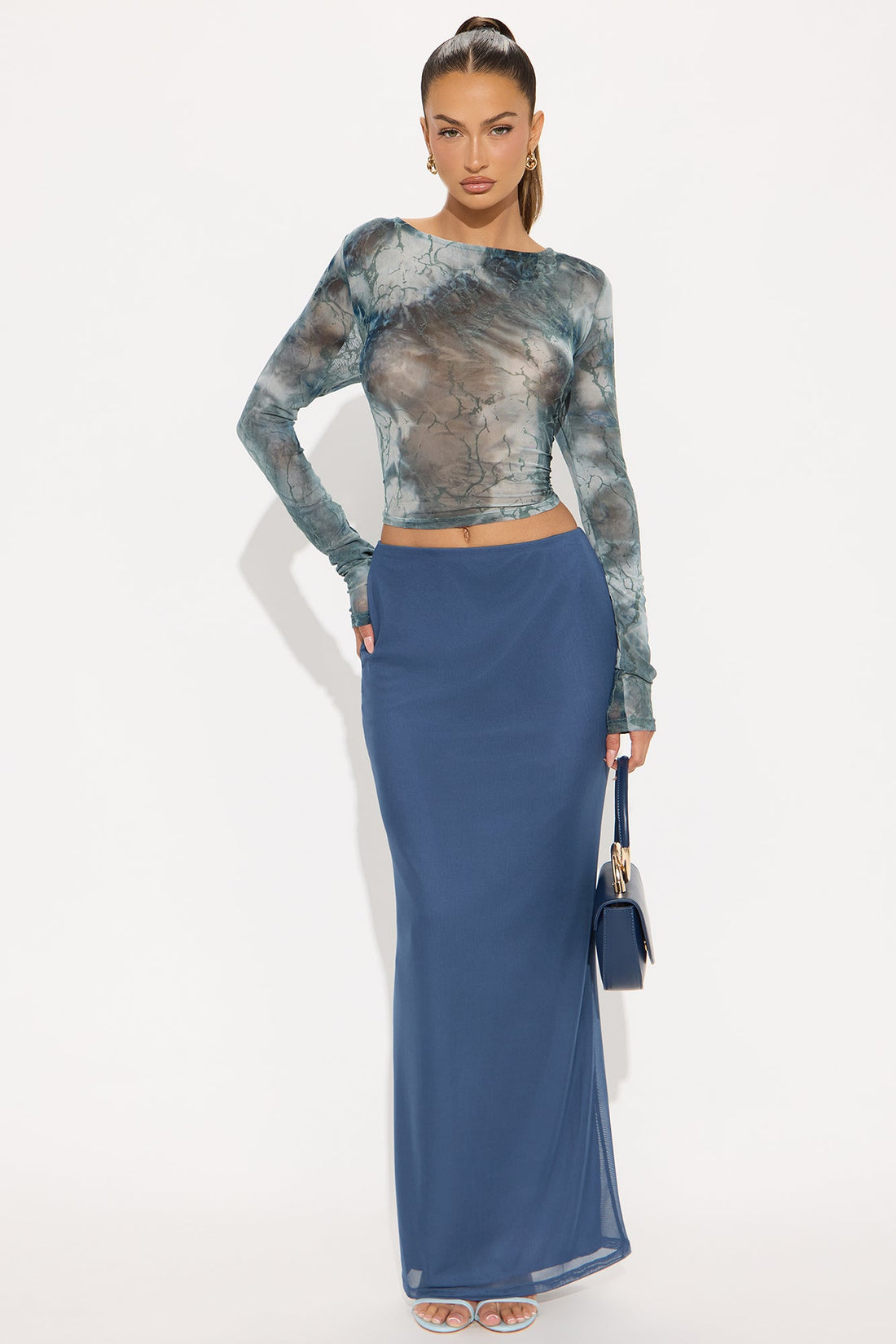 Emmeline Mesh Maxi Skirt - Midnight Blue