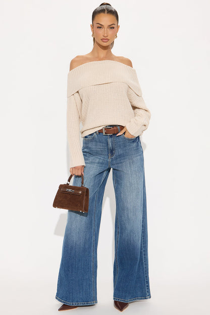 You Wish One Shoulder Sweater - Beige