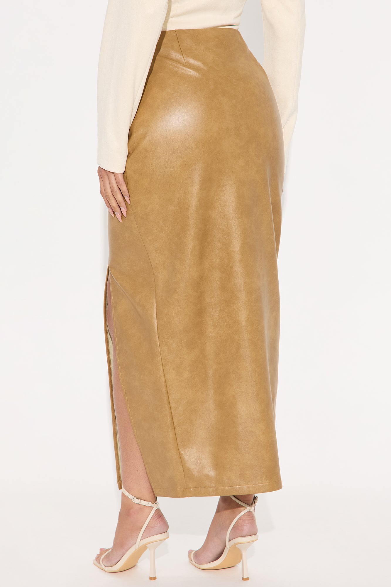 Bad For You Belted Faux Leather Maxi Skirt - Camel