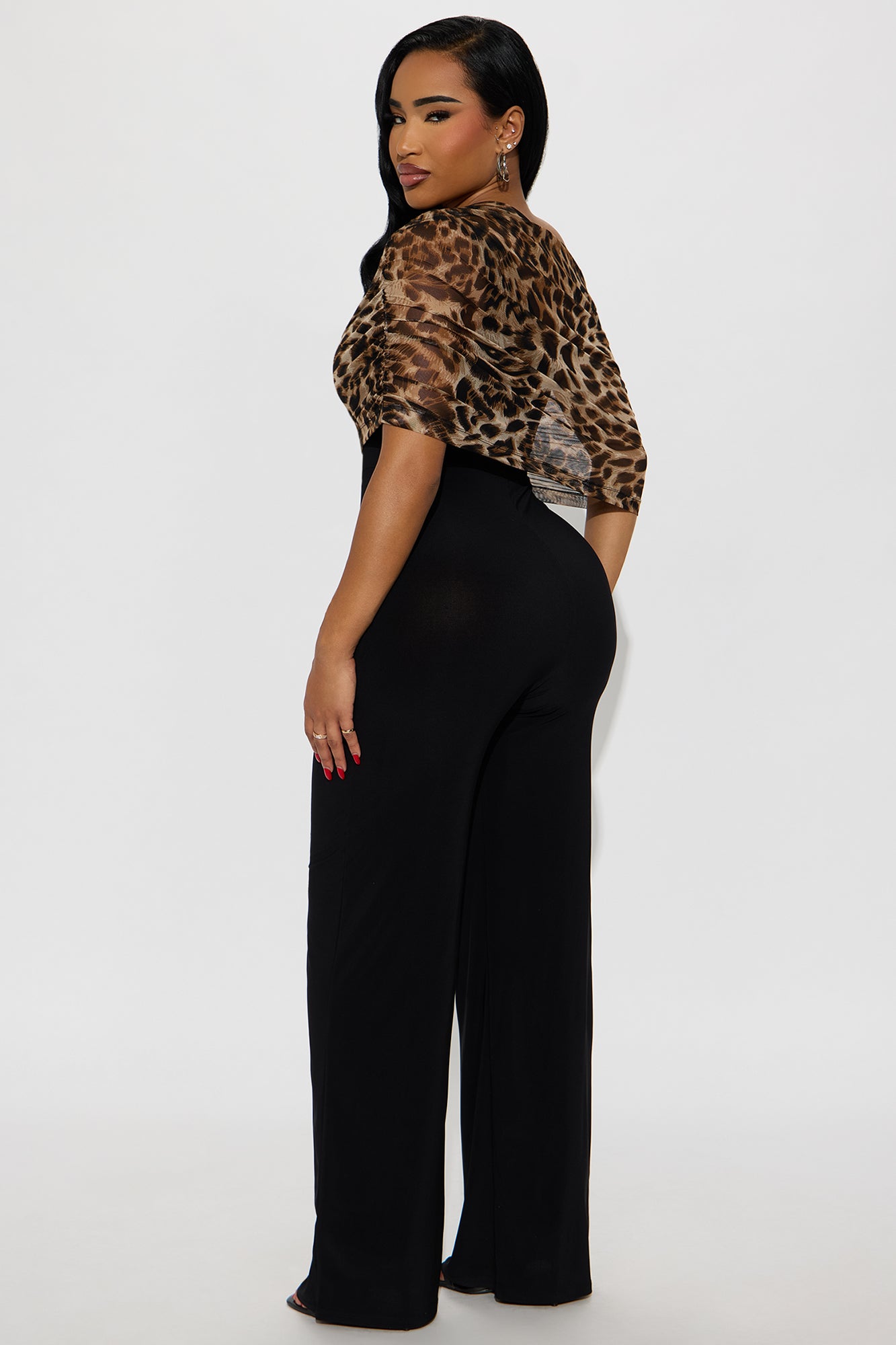 Thalia Leopard Print Jumpsuit - Black/combo