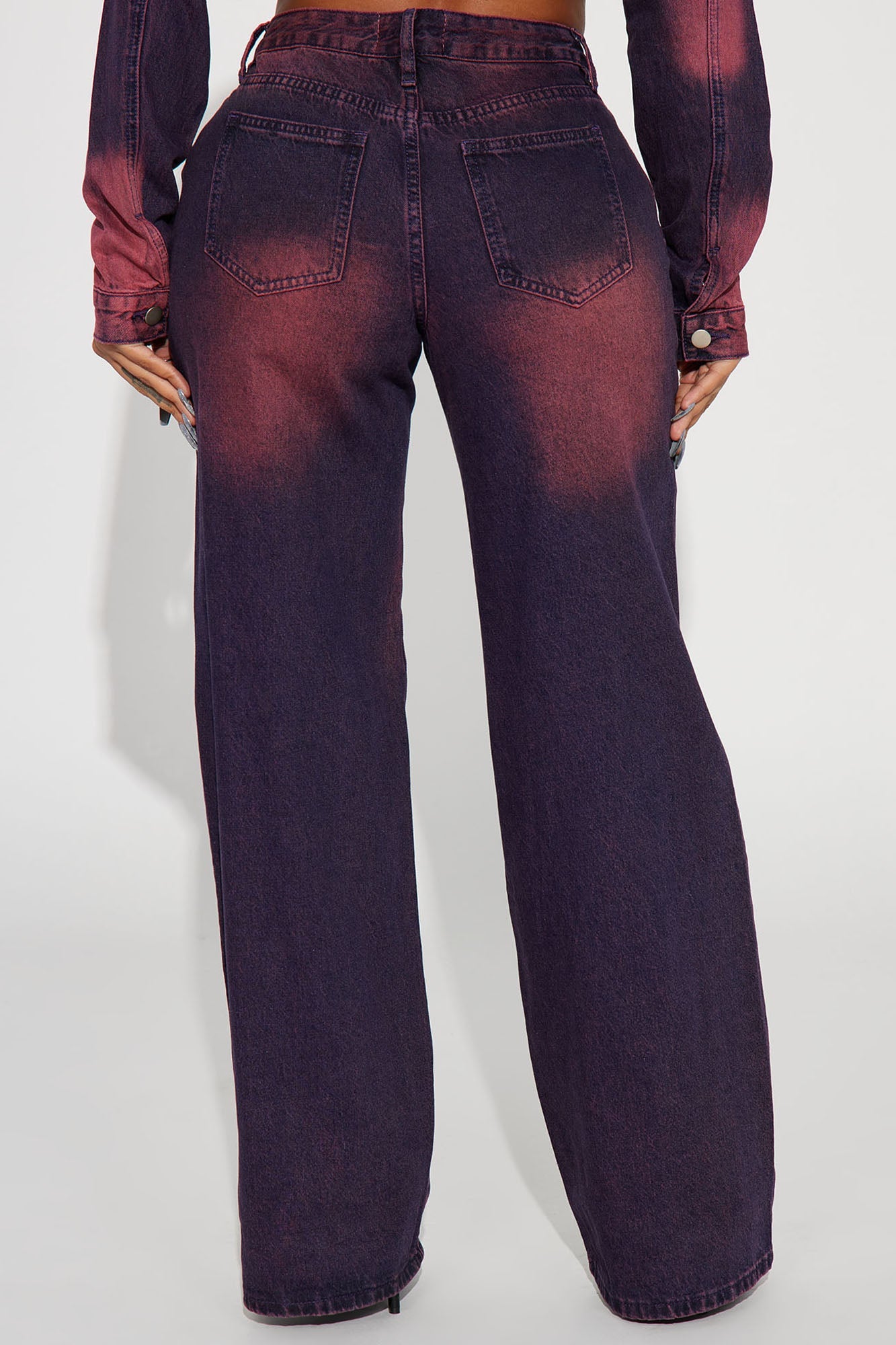 Never Going Back Tinted Non Stretch Wide Leg Jeans - Purple Tint
