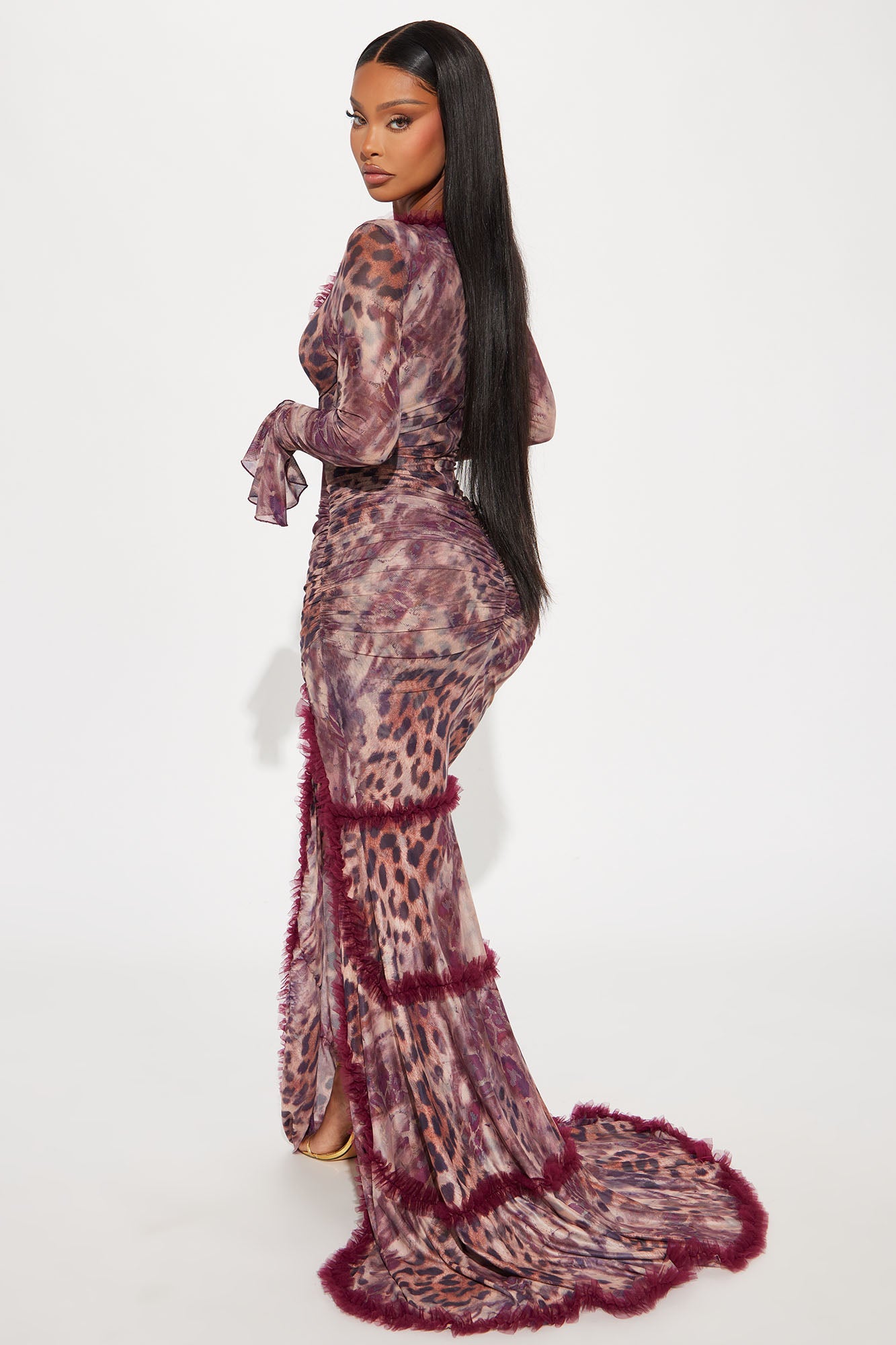 Joanna Leopard Mesh Maxi Dress - Leopard