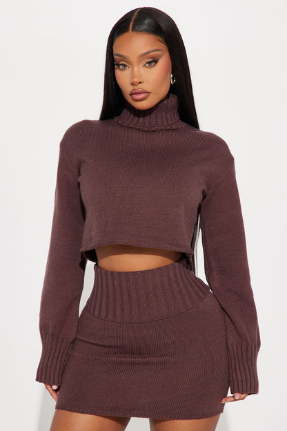Valerie Sweater Mini Skirt Set - Brown