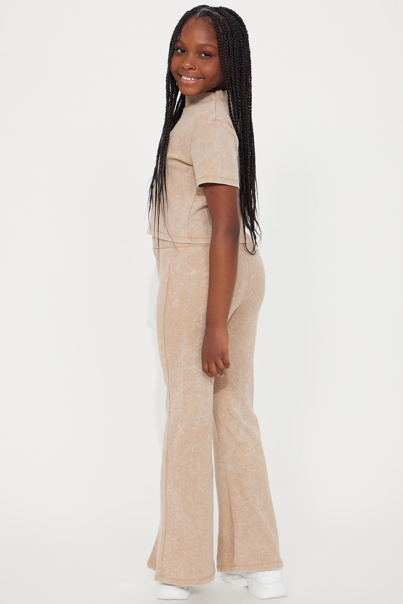 Mini Split Up Mineral Wash Pant Set - Camel