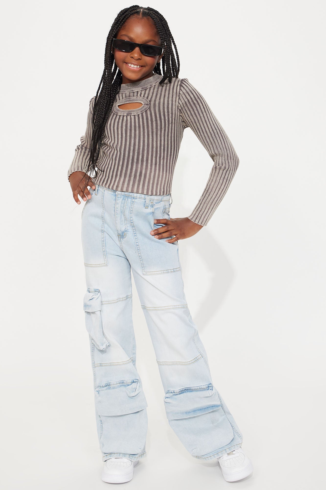 Mini Got It Bad Stretch Cargo Jeans - Light Wash