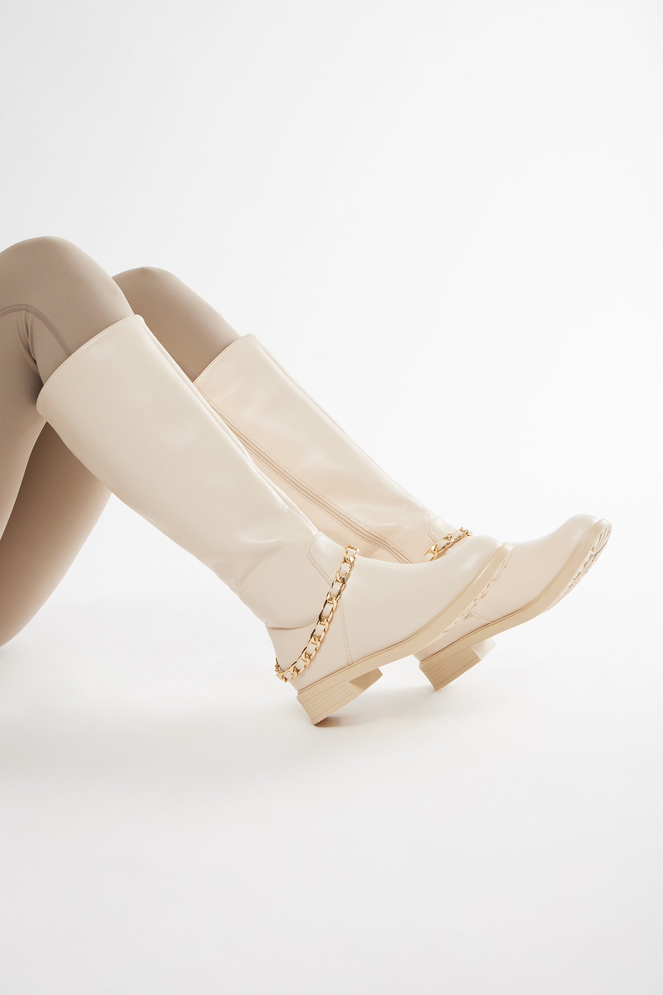 Valerie Knee High Boots - Cream