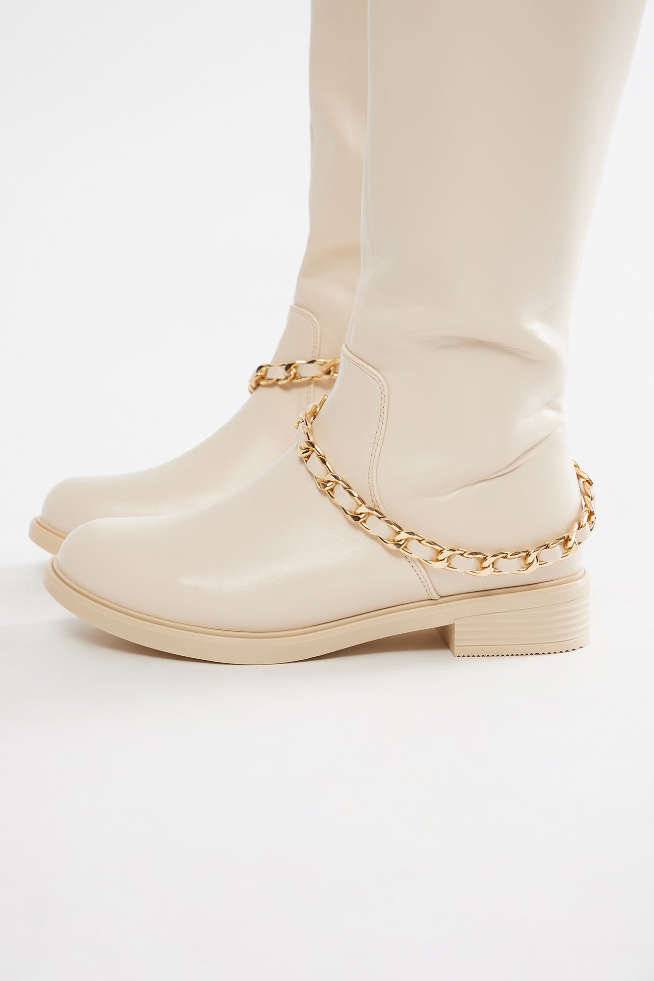 Valerie Knee High Boots - Cream