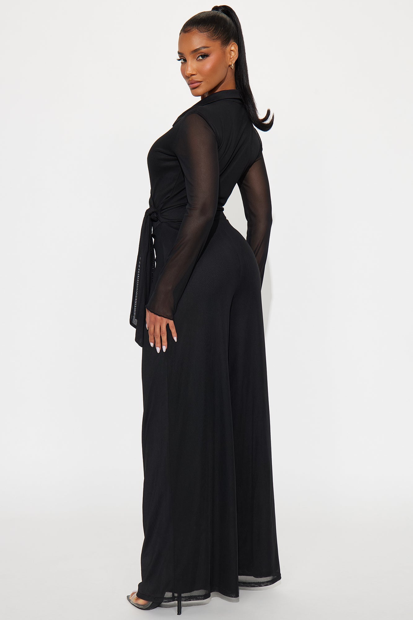 Star Of The Night Mesh Jumpsuit - Black