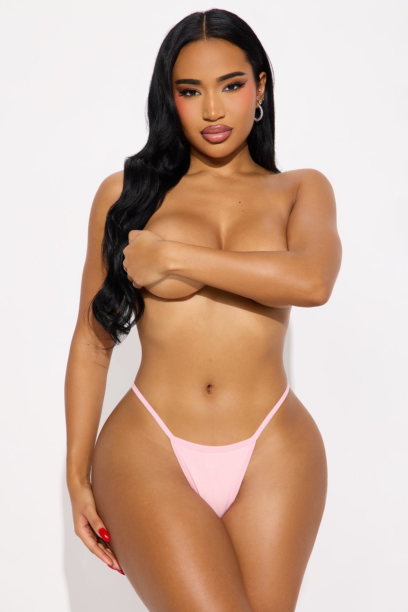 Bow Me Baby Rhinestone Bow G String Panty - Pink