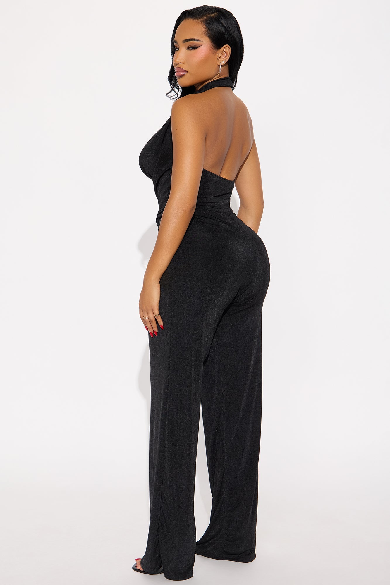 Wave Sounds Slinky Halter Jumpsuit - Black