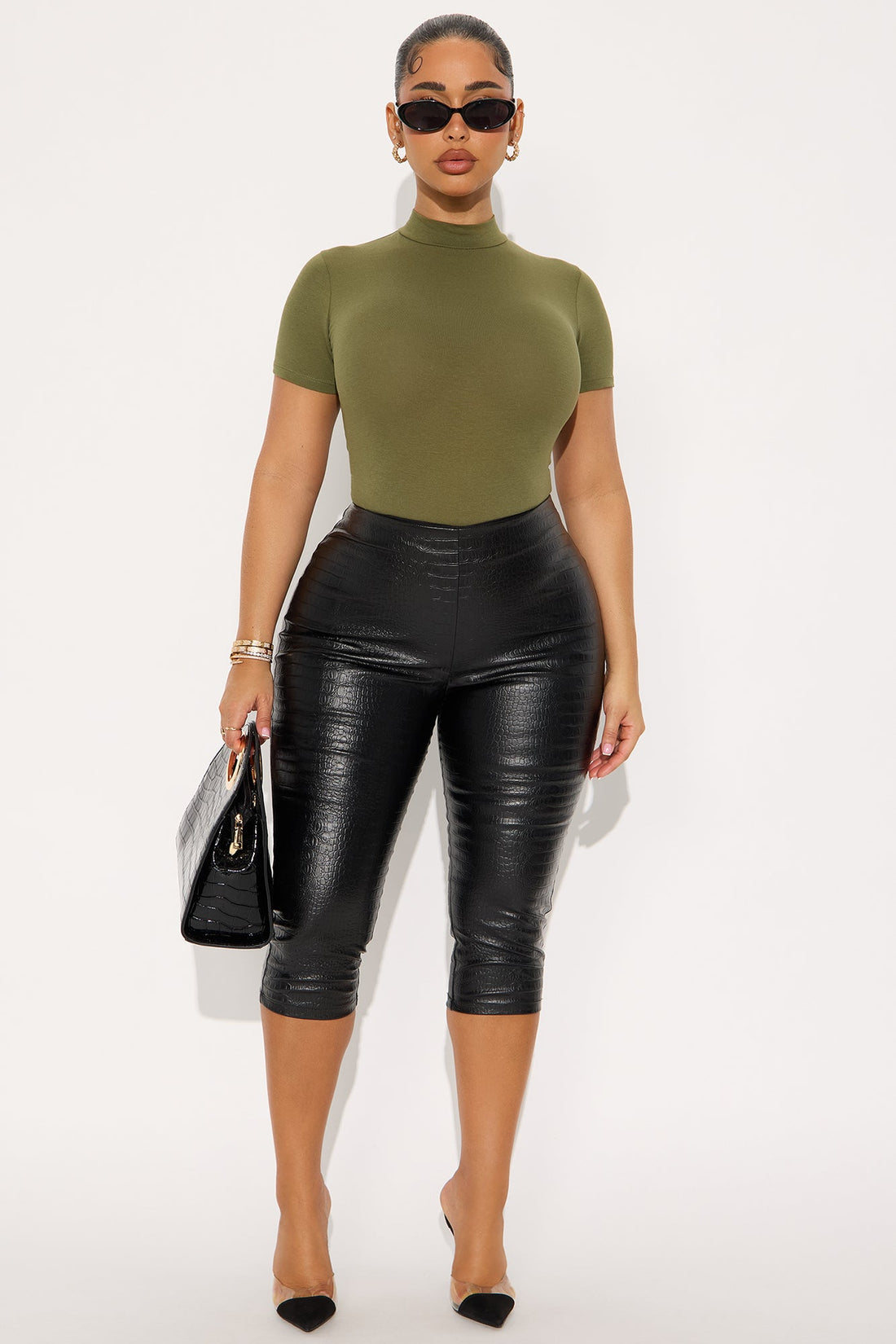 Basic Mock Neck Bodysuit - Olive