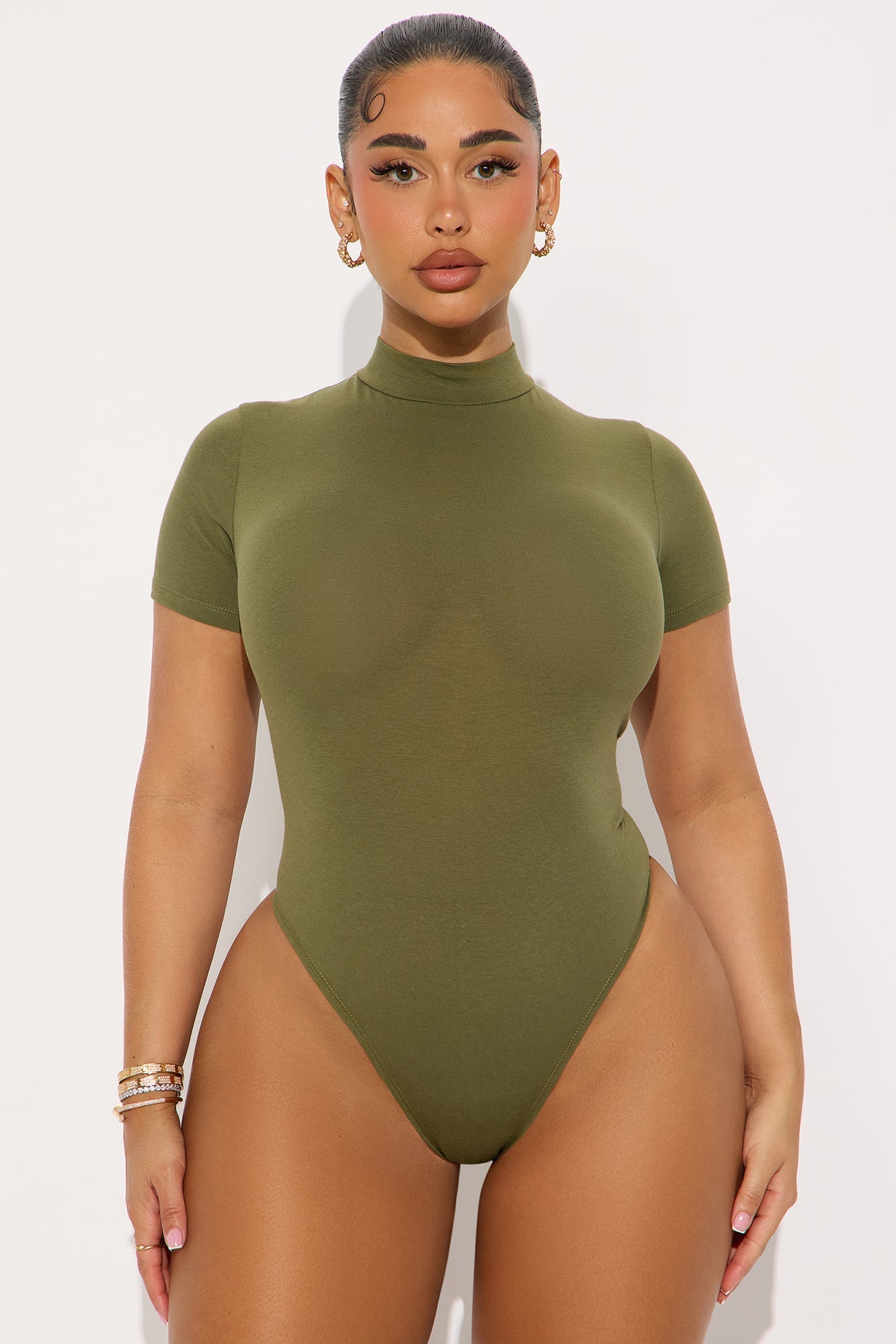 Basic Mock Neck Bodysuit - Olive