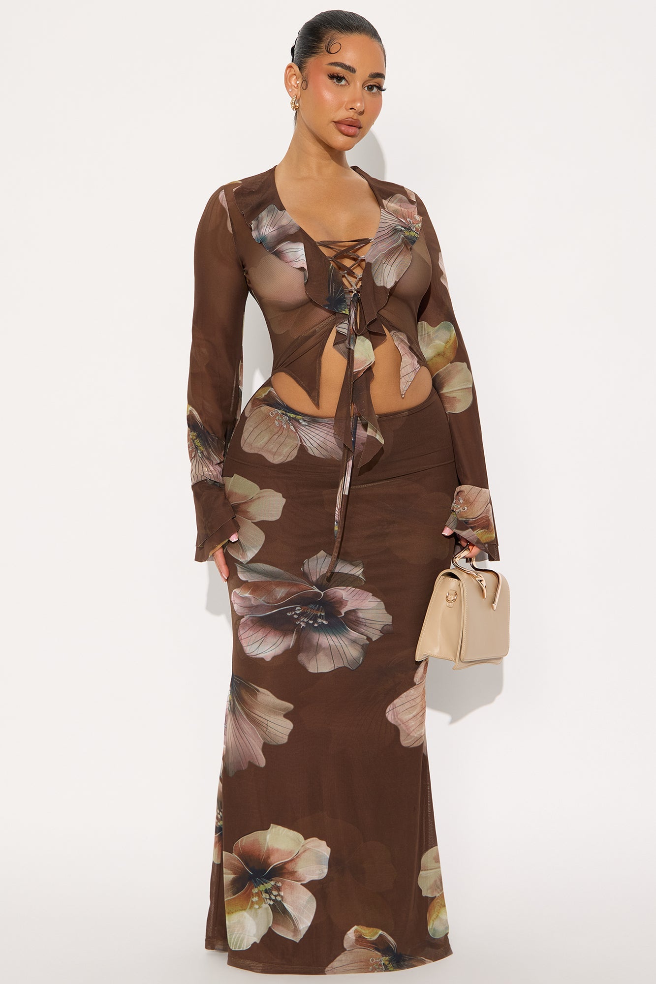 More Than Yours Floral Maxi Dress - Brown/combo