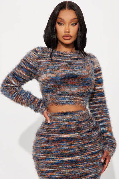 Make You Smile Cardigan Maxi Skirt Set - Multi Color