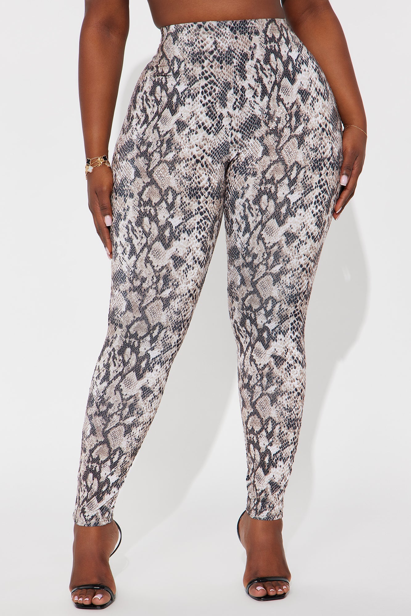 On The Sly Embossed Snake Skin Legging - Brown/combo