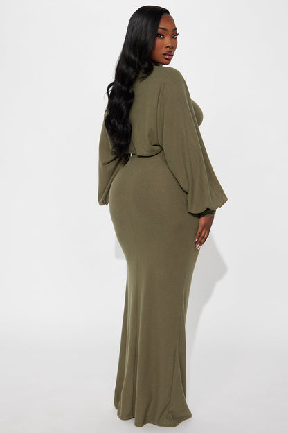 Witney Bolero Maxi Dress - Dark Olive