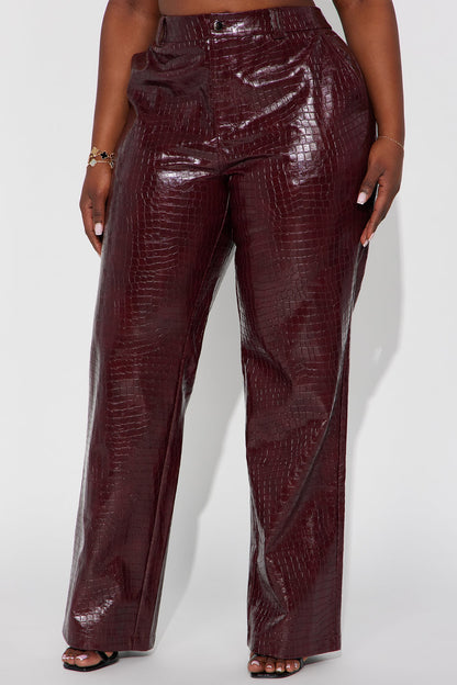 Gianna Faux Leather Straight Leg Pant - Burgundy