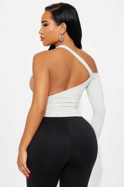 Valory Cut Out Off Shoulder Top - Grey