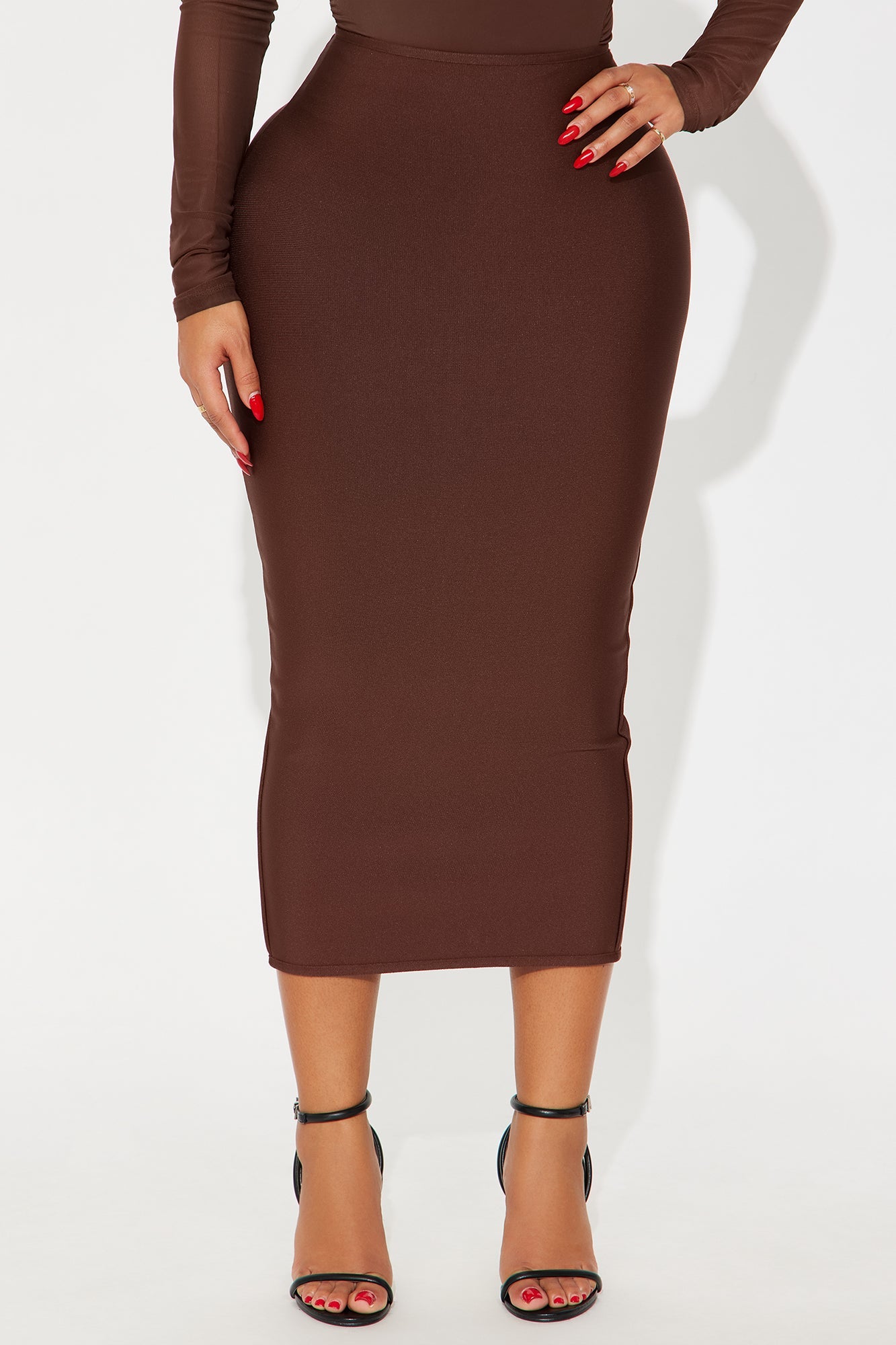 Camila Bandage Ankle Midi Skirt - Chocolate