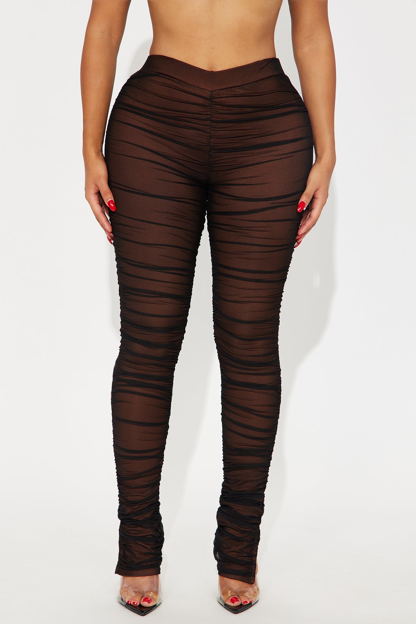 Game Changer Ruched Mesh Legging - Brown