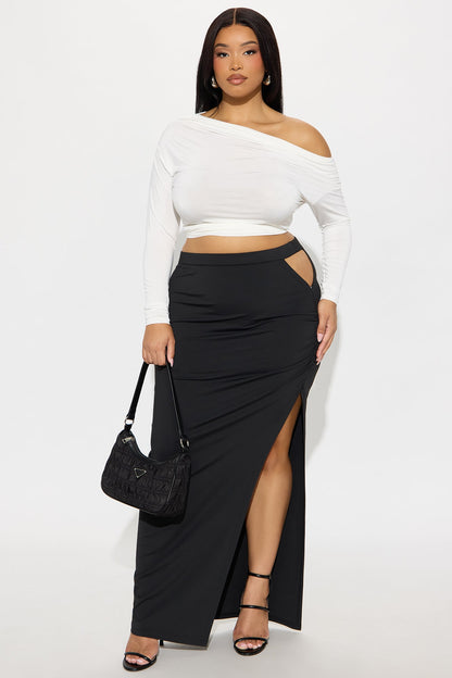 Follow My Lead Side Slit Maxi Skirt - Black