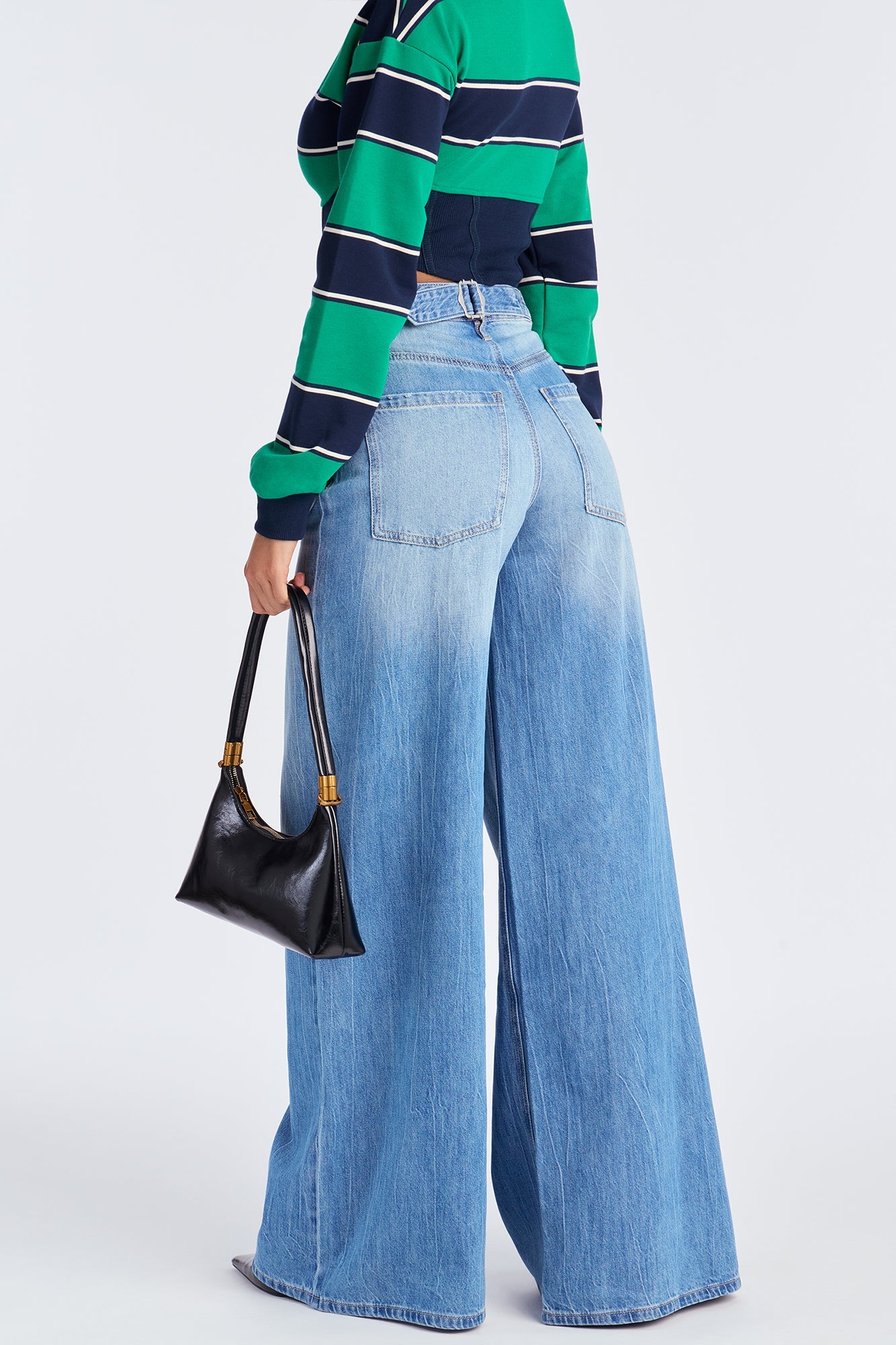 Santiago Drapey Wide Leg Jeans - Light Wash