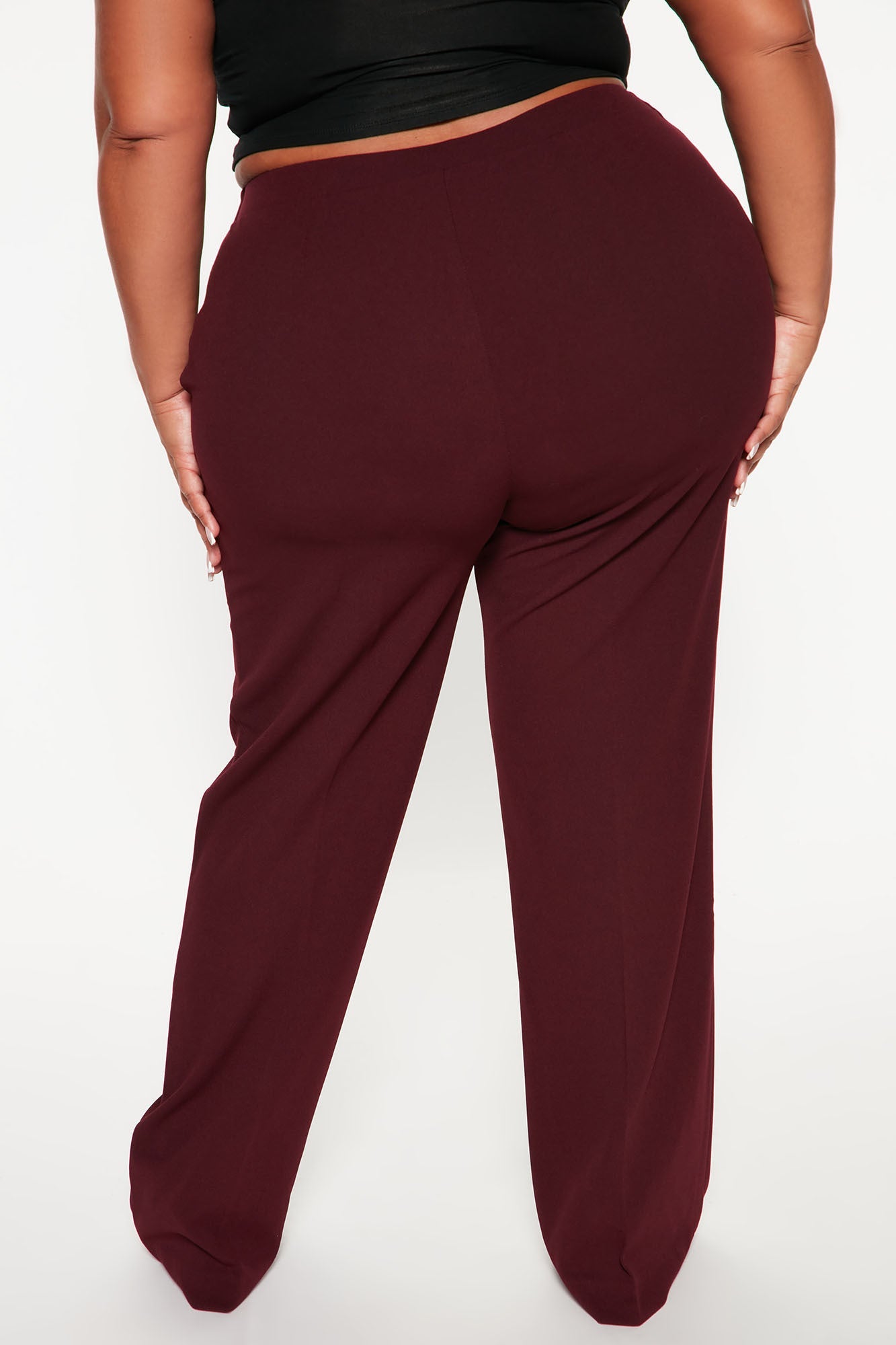 Celine High Waist Button Pants - Burgundy