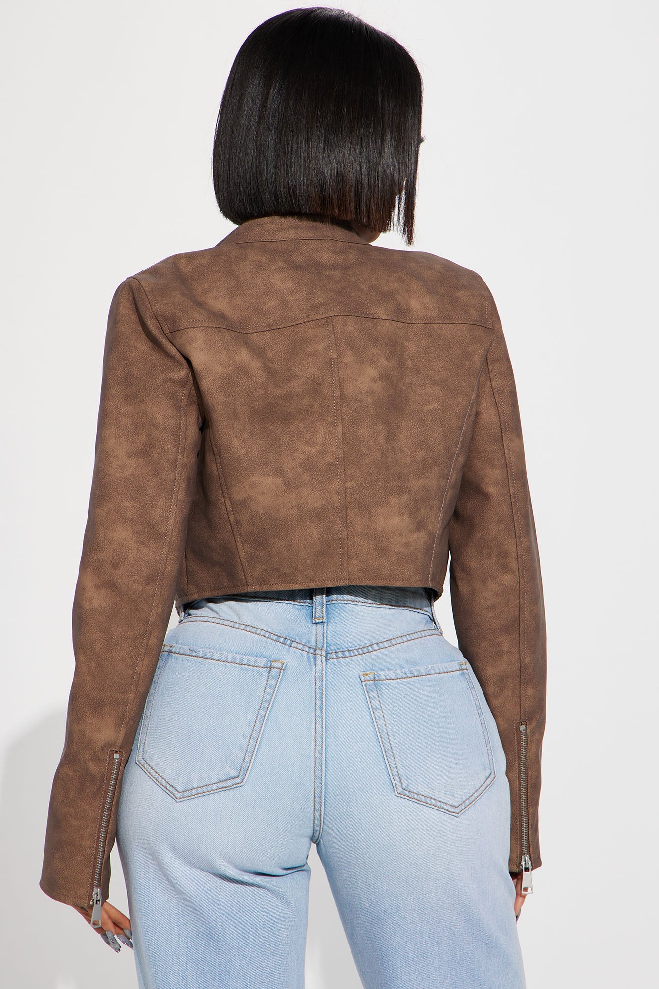 A Desert Babe Washed Faux Leather Moto - Brown