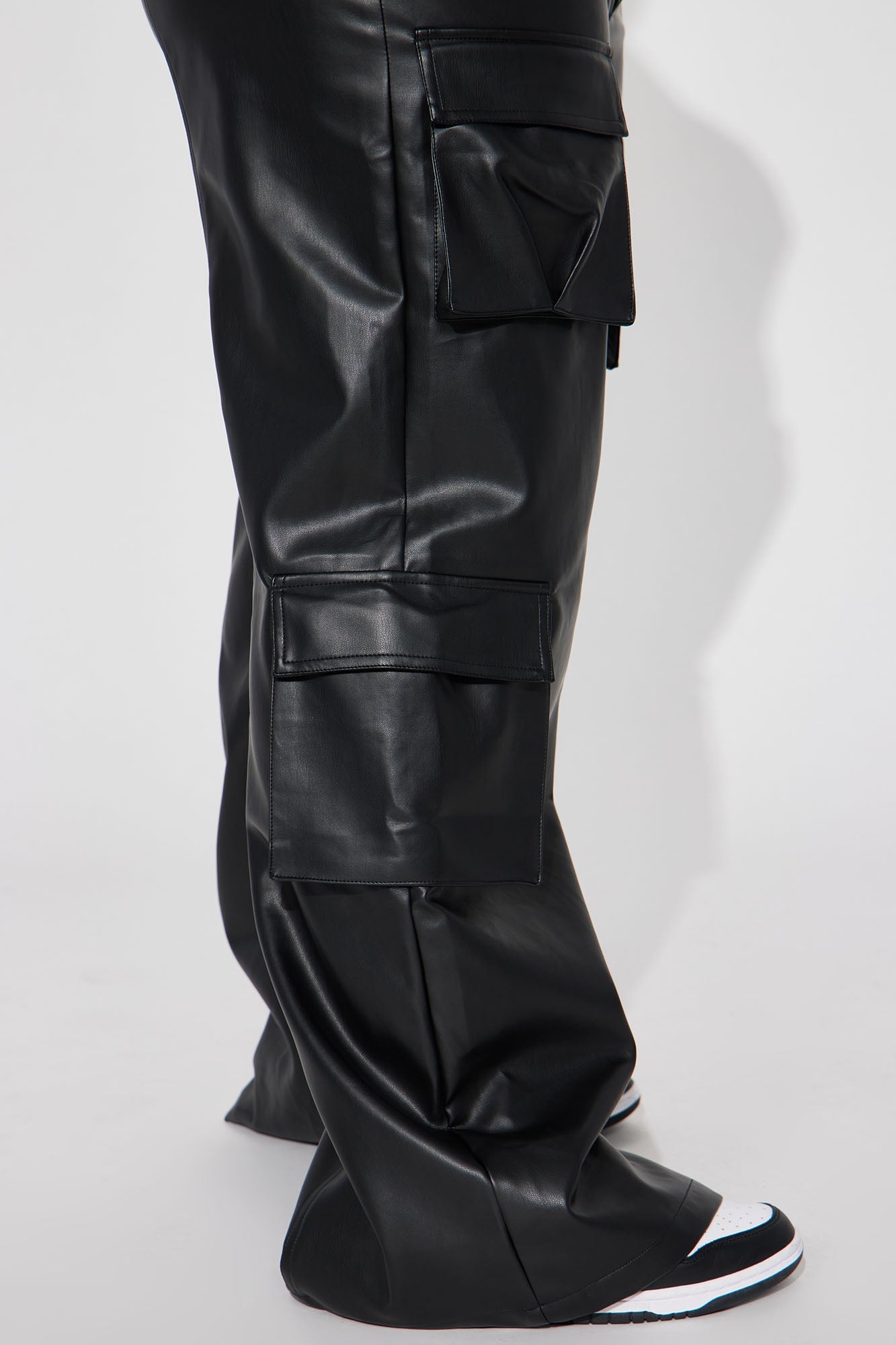 Drop A Pin Faux Leather Cargo Pant - Black